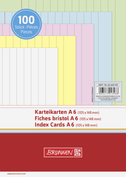 Brunnen Karteikarten A6 liniert sortiert - 102260195