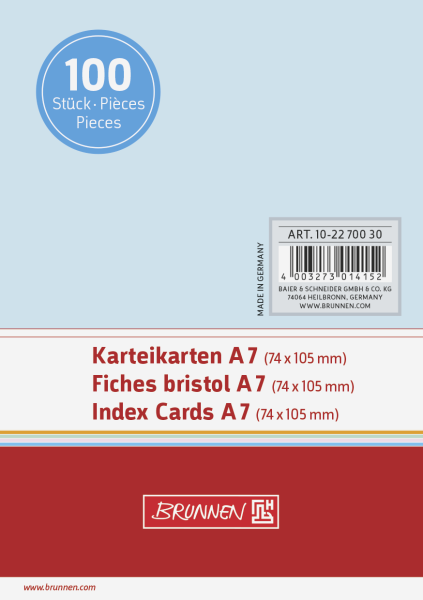 Karteikarte A7 unlin bl 100St - 102270030