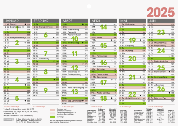 Tafelkalender A5 1S/6Monate,