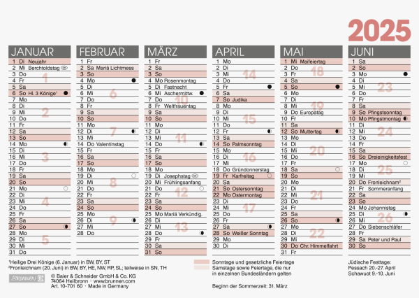 Tafelkalender A6 1S/6Monate,