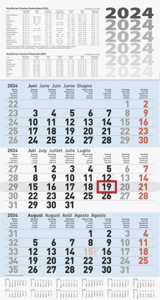 Dreimonatskalender blau, - 1070210314