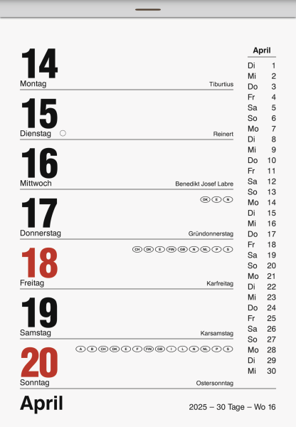 Wochenabreißkalender Nr.25, - 1070325105