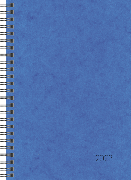 Buchkalender A5 blau 2S/1W WireO,