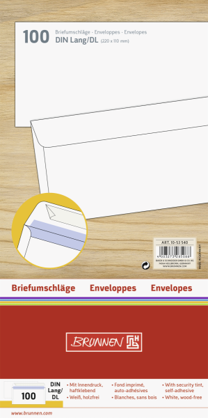 Briefumschlag DIN Lang HK ws 100St, - 10-53540