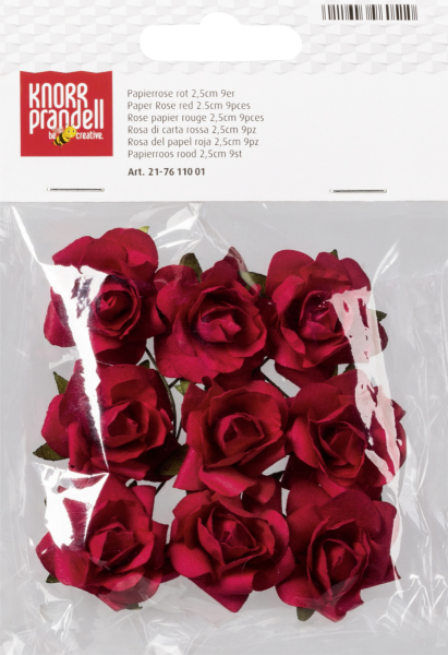 Papierrose rot 2,5cm 9er - 217611001