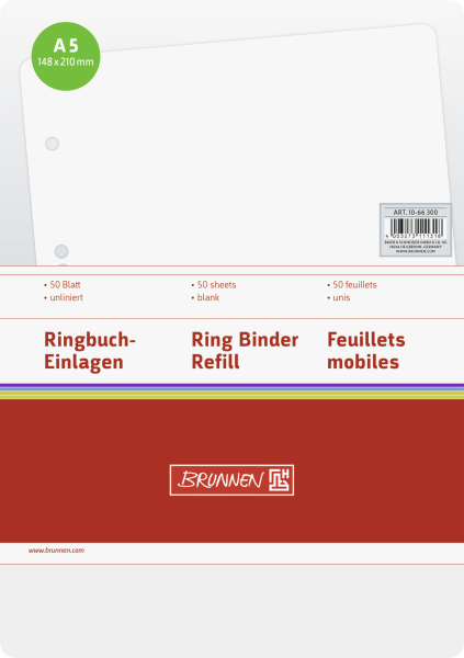 Ringbucheinlage A5 unlin 50Bl, - 1066300