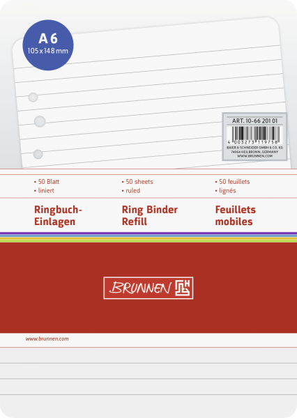 Ringbucheinlage A6 lin 50Bl, - 6620101