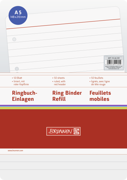 Ringbucheinlage A5 lin 50Bl, - 66301