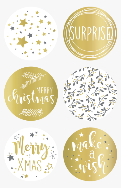 Sticker Xmas rund gold 4cm - 203780807