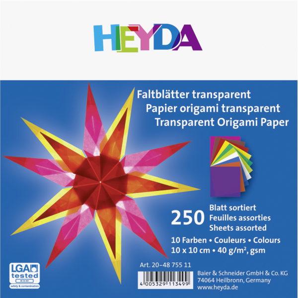 Heyda Faltblätter 250Blatt 10x10 cm sor