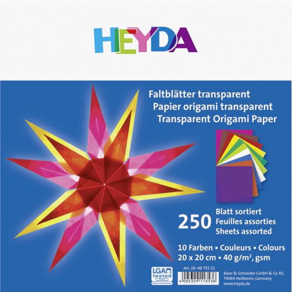 Heyda Faltblätter 250Blatt 20x20 cm sor - 204875521