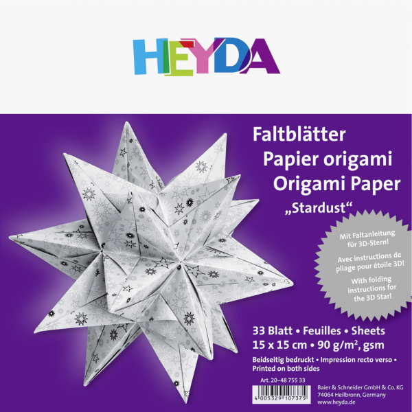 Heyda Faltblätter 15x15 Stardust silber - 204875533