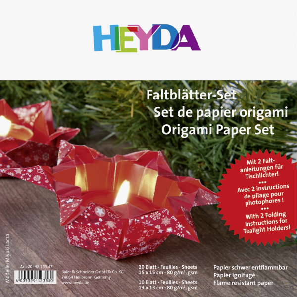 Heyda Faltblätter Lucia rot  15x15 cm - 204875547