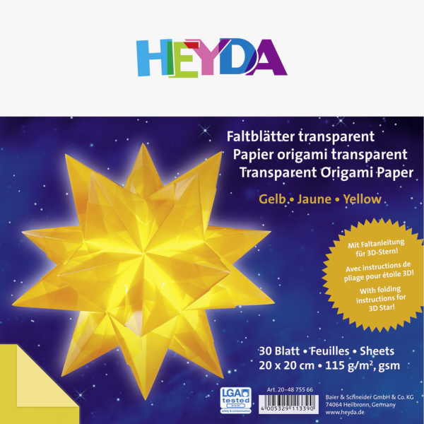 Heyda Faltblättert 30Blatt 20x20 cm gelb - 204875566