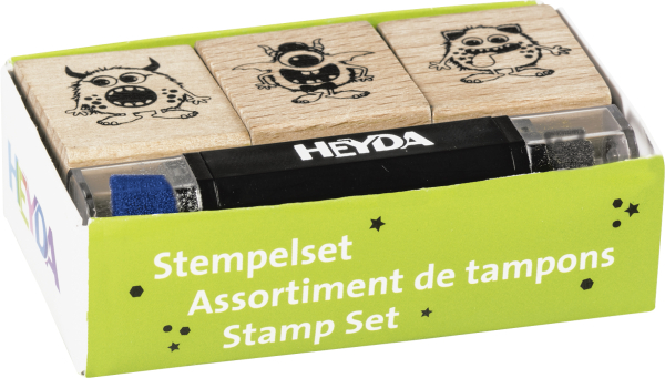 Stempelset Monster 3er bl/sw