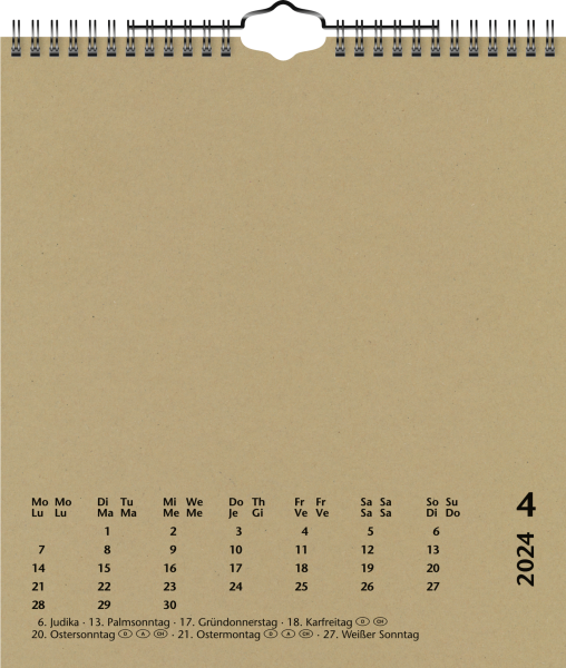 Bastelkalender 2024 21,5x24cm be, - 2070442004