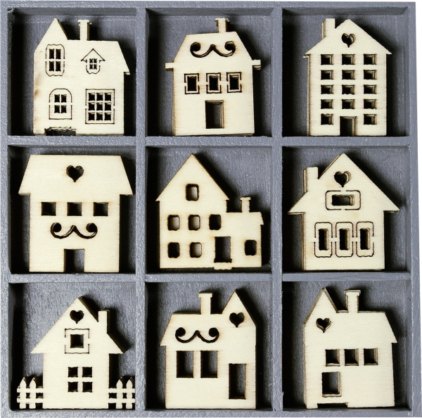 Holzbox Ornament Häuser 45er - 2118521013