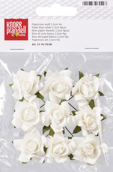 Papierrose weiß 2,5cm 9er - 217611000