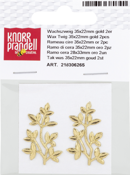 Wachszweig 35x22mm gold 2er