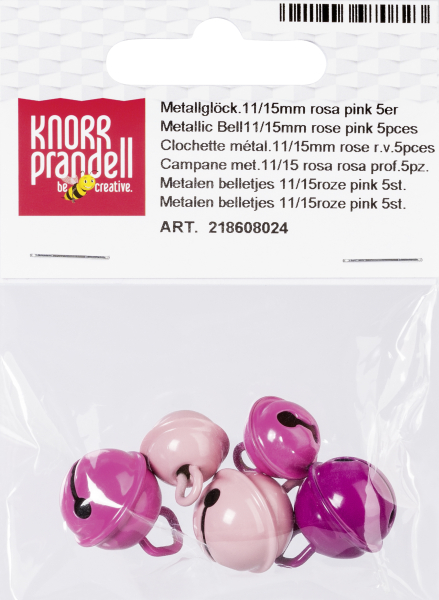 Metallglöck.11/15mm rosa pink 5er