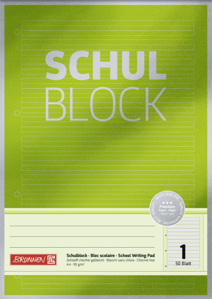 Brunnen Schulblock A4 Lin01 50Bl Premiu - 1052601