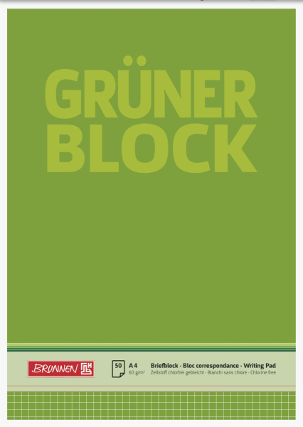 Brunnen Briefblock A4 kariertDer Grüne - 1052638