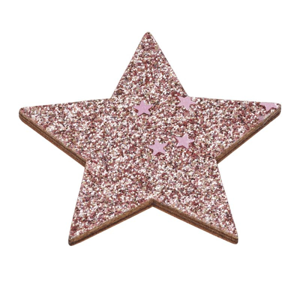 HobbyFun Glitzer-Stern rose 4cm mit