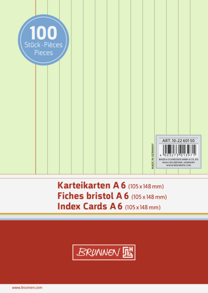 Brunnen Karteikarten A6 liniert grün - 102260150