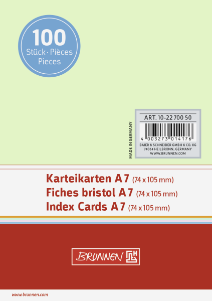 Karteikarte A7 unlin gn 100St - 102270050