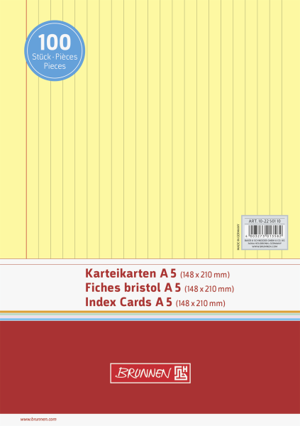 Brunnen Karteikarte A5 liniert VE100 - 102250110