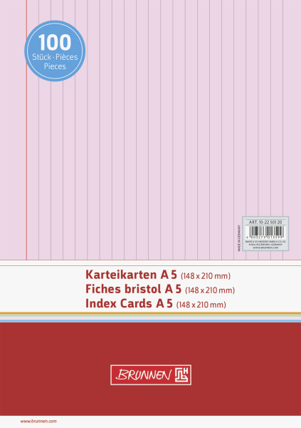 Brunnen Karteikarte A5 liniert VE100 - 102250120