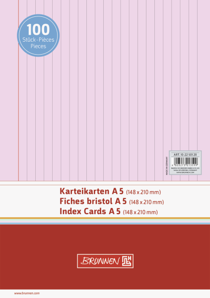 Brunnen Karteikarte A5 liniert VE100 - 102250120