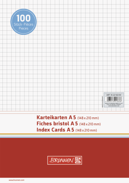 Brunnen Karteikarte A5 kariert VE100 - 102250200