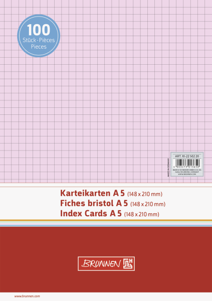 Brunnen Karteikarte A5 kariert VE100 - 102250220