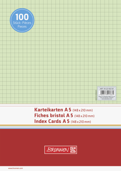 Brunnen Karteikarte A5 kariert VE100 - 102250250