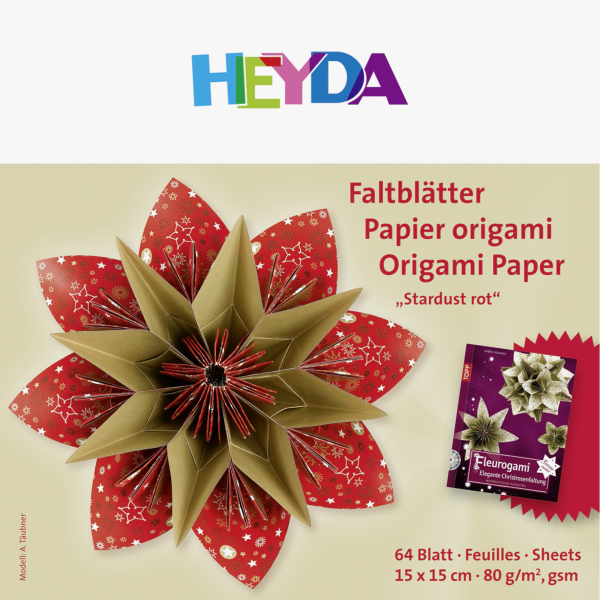 Heyda Faltblätter Stardust rot/gold - 20-4875557