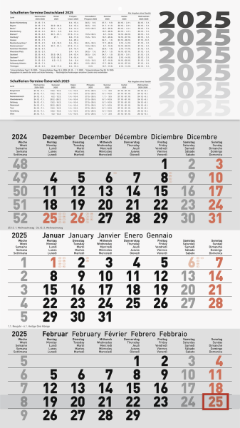 Dreimonatskalender 30x52cm, - 5060114005