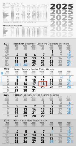 Viermonatskalender 30x55,5cm UWS, - 5070242005