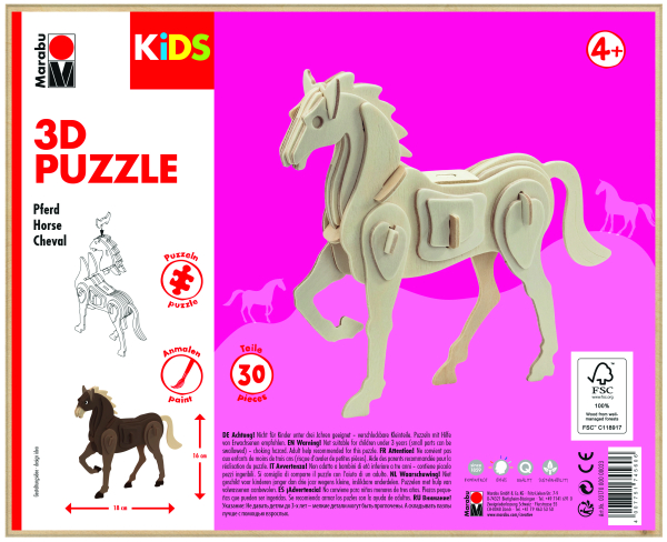 Marabu KiDS 3D Puzzle Pferd, 30 Teile