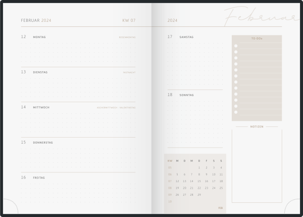 Buchkalender A5 HC 2S/1W Icecoffee, - 7021503724
