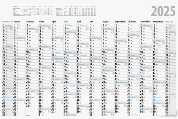 Jahreskalender 70x47, gefalzt, - 7033601055