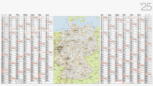 Plakatkalender m. Landkarte 114x64,