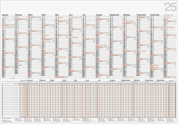 Plakatkalender Kombi m. Urlaubspl.,