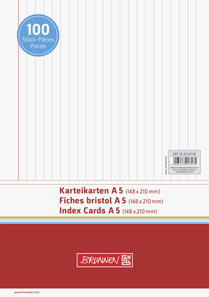 Brunnen Karteikarte A5 liniert VE100 - 102250100