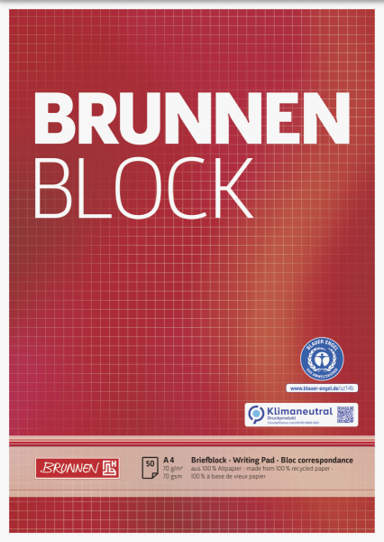 Brunnen Briefblock RCP A4 kariert - 1052618