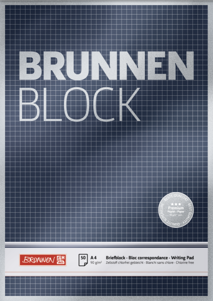 Briefbl. A4 90g BRUNNEN kar.Premium - 1052828