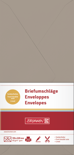 Briefumschlag DL taupe mFut 10St - 105125185