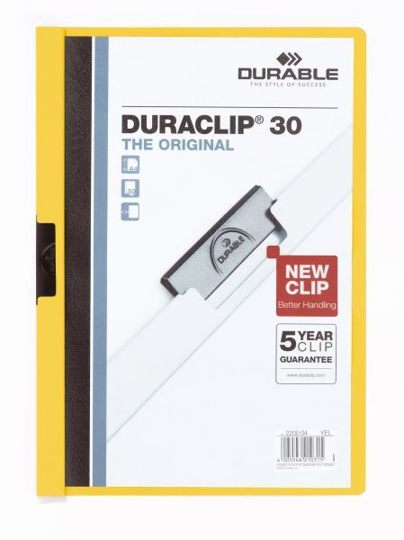 Durable Klemmmappe A4 für 30 Blatt gelb - DUR2200GE