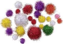 Pompon 8-20mm glitter sort.25er