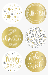 Sticker Xmas rund gold 4cm